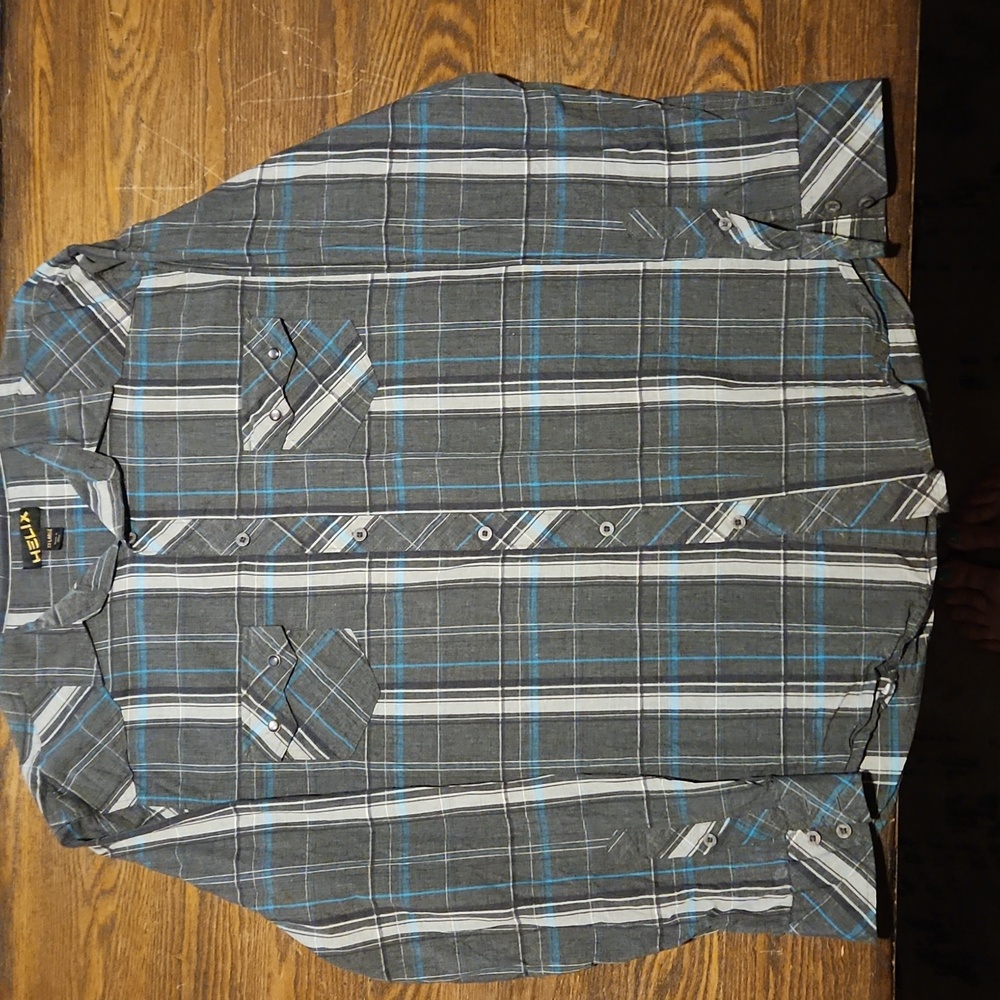 HELIX XXL Grey Striped Button Down